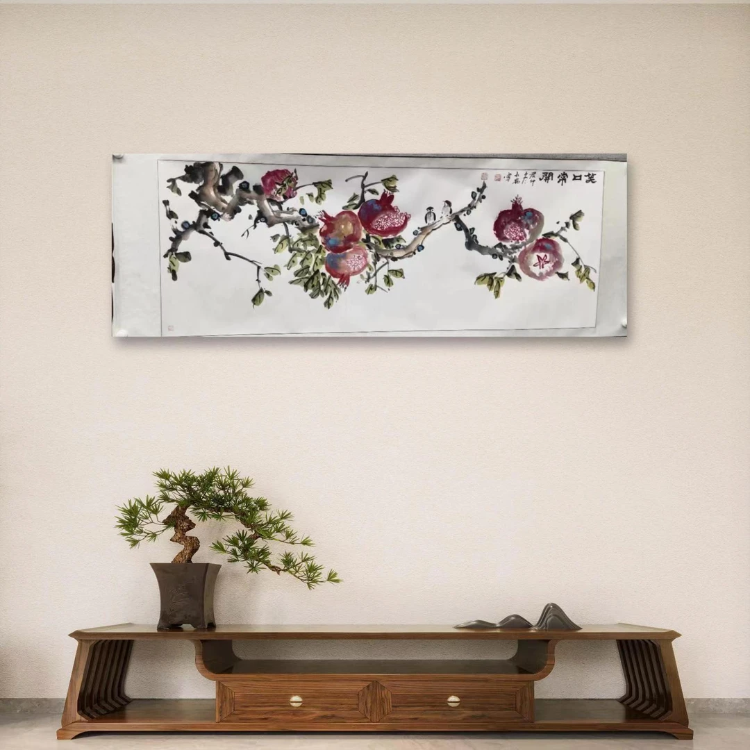 孔巍-14-手绘国画-笑口常开-小六-软装裱-客厅办公室挂画