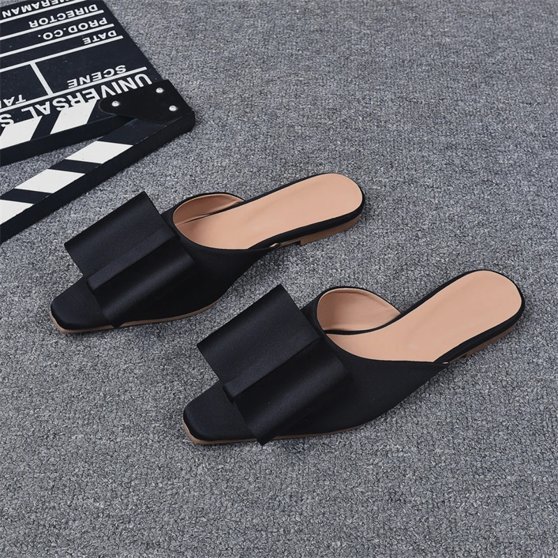 2025新款高级感包头半拖蝴蝶结平底凉拖懒人拖鞋女外穿凉拖鞋夏季