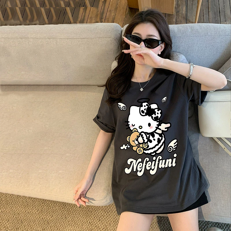 KT猫夏季女t爆款时尚休闲百搭女装上衣圆领纯棉短袖高考毕业季