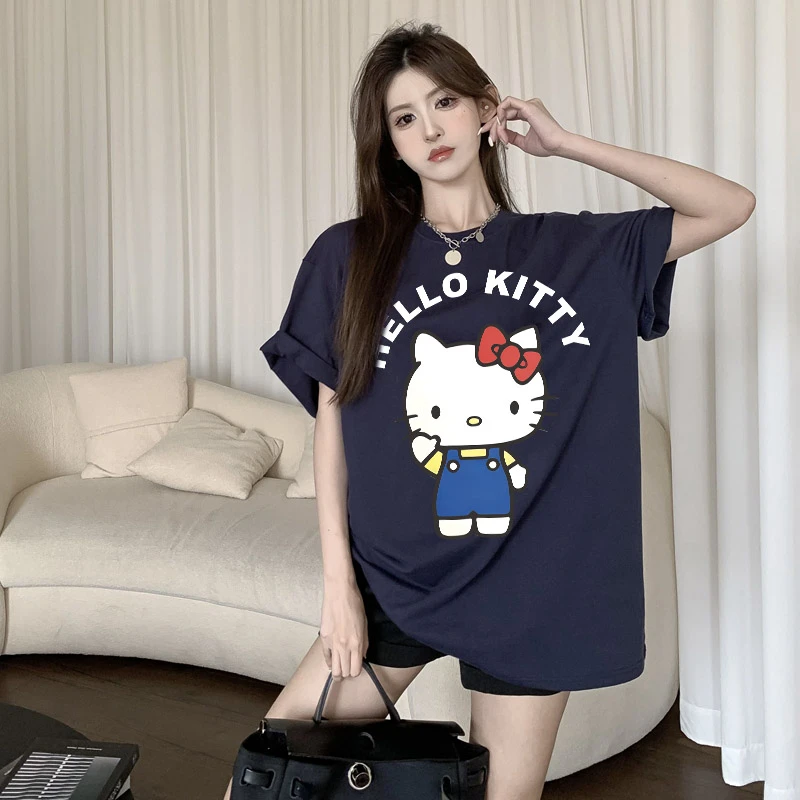 kt猫夏季女t爆款时尚休闲百搭女装上衣圆领卡通印花纯棉短袖T恤