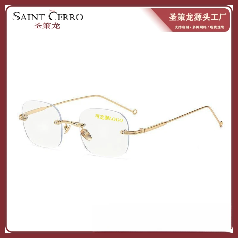 jennie同款防蓝光近视镜无框复古平光镜韩版近视镜时尚无框眼镜女