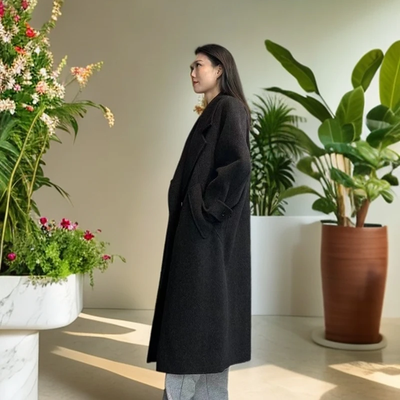 双面尼大衣高级感好看秋冬韩系学院风毛呢外套