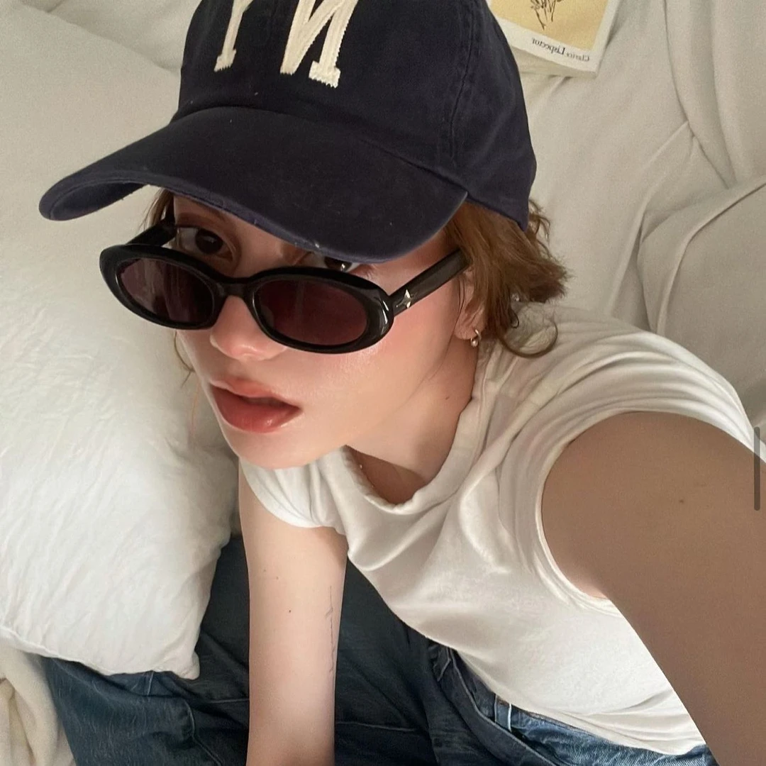 jennie同款小框椭圆gm墨镜女2023新款网红太阳眼镜高级感小脸圆脸