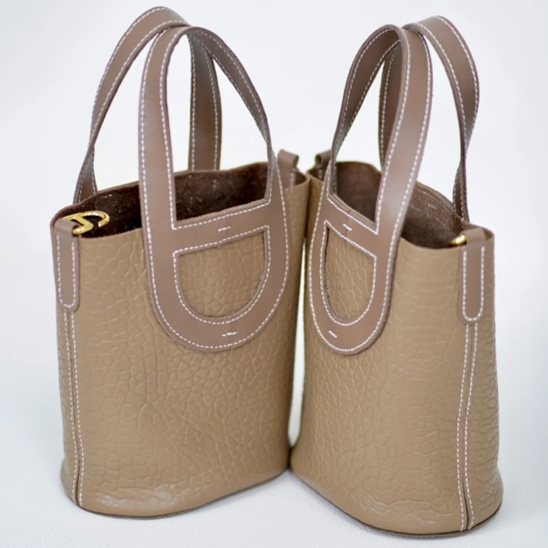 头层牛皮真皮皮料手工DIY新款时尚休闲手提菜兰子大容量女材料包