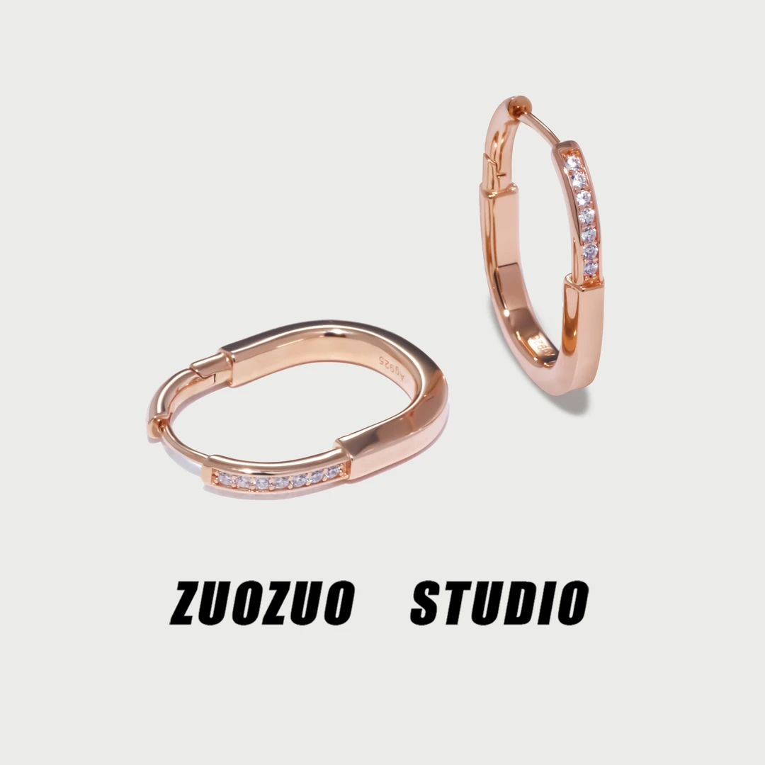 925银耳饰 EH0028-Y-J素圈锆石百搭简约精致素款经典耳钉ZUOZUO