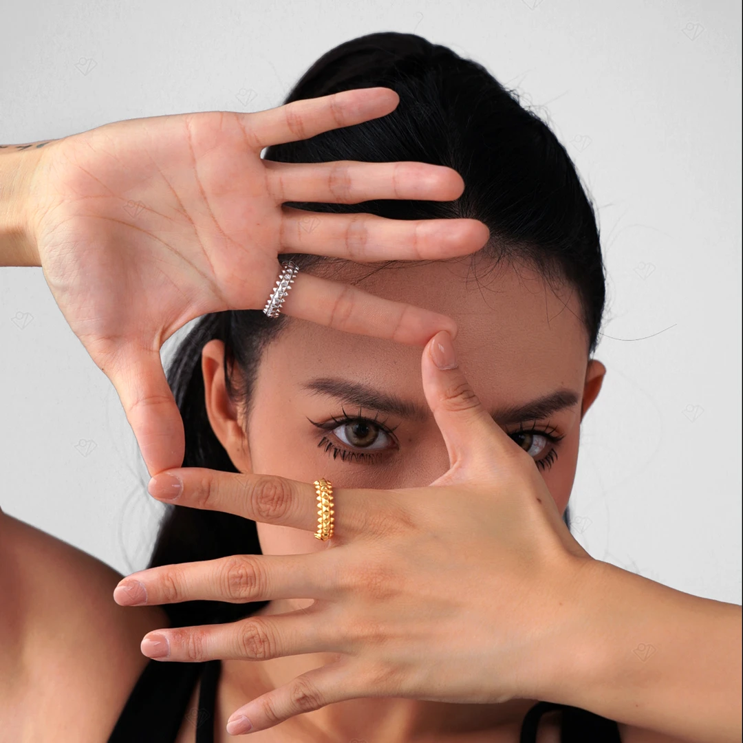 925银戒指 S.R-1397G-6 个性子弹链条铆钉复古设计闭口戒指ZUOZUO