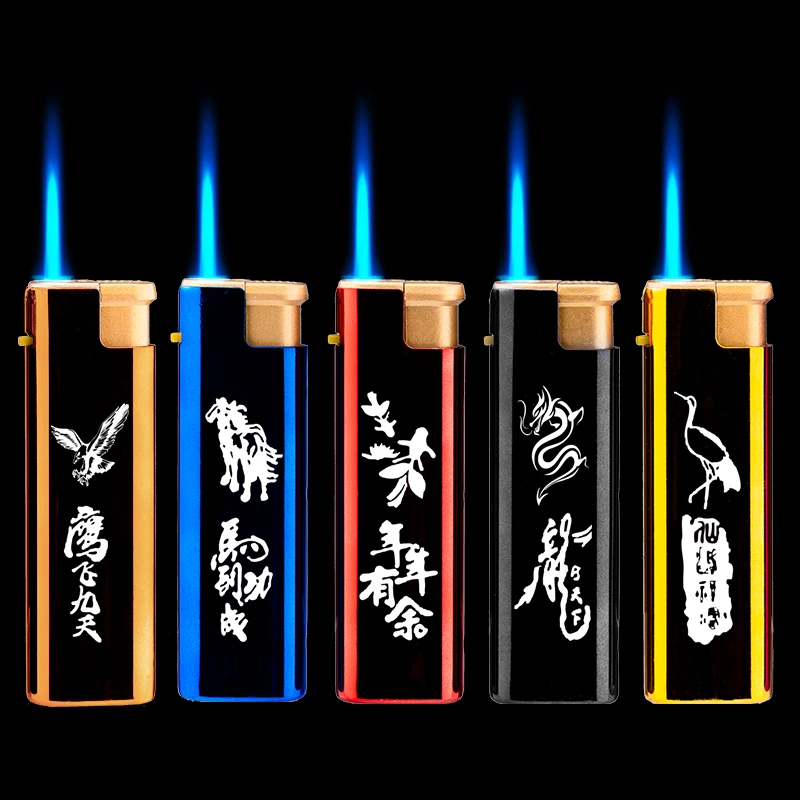 潮流金属外壳铁壳可充气防风直冲打火机创意大火力男士点烟打火机