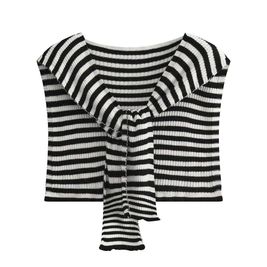 6603新款网红针织百搭条纹小披肩外搭女夏季