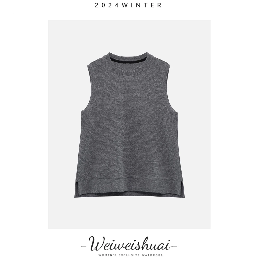 【广州微姐】女士时尚简约百搭纯色圆领套头马甲N91