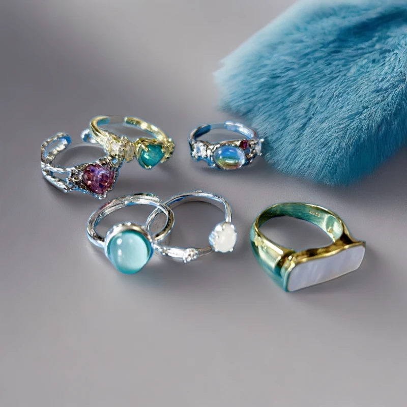 铜合金戒指 百搭复古开口可调节小众手工个性女戒指气质轻奢