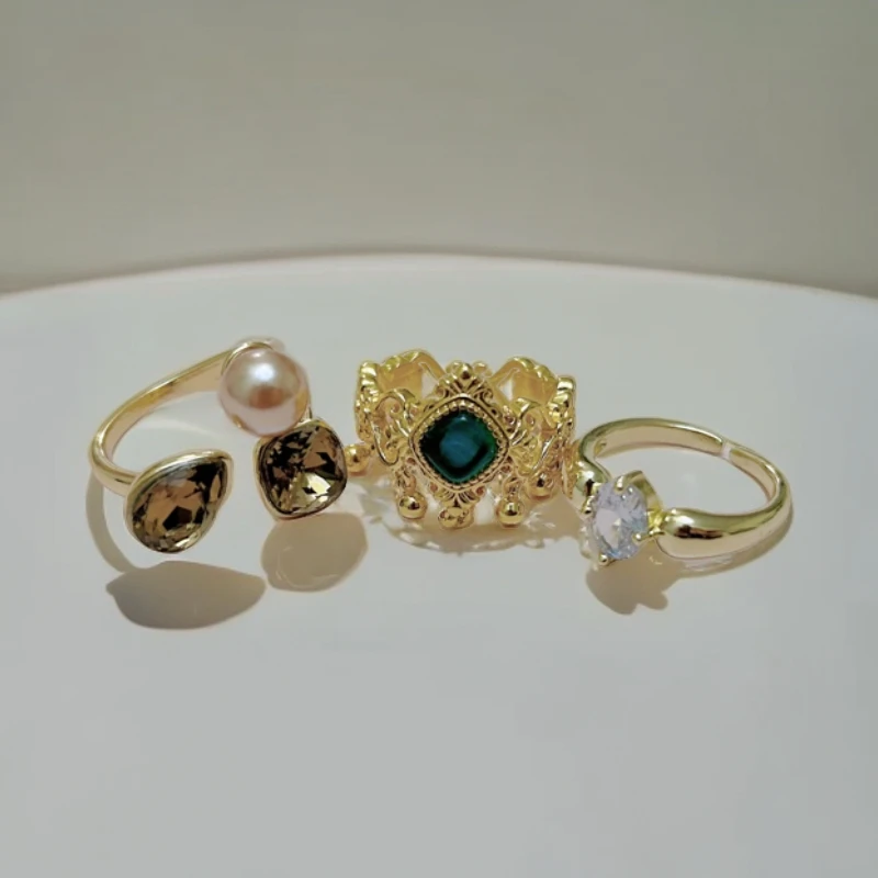 铜合金戒指 可调节戒指气质时尚简约个性ins百搭复古小众单颗