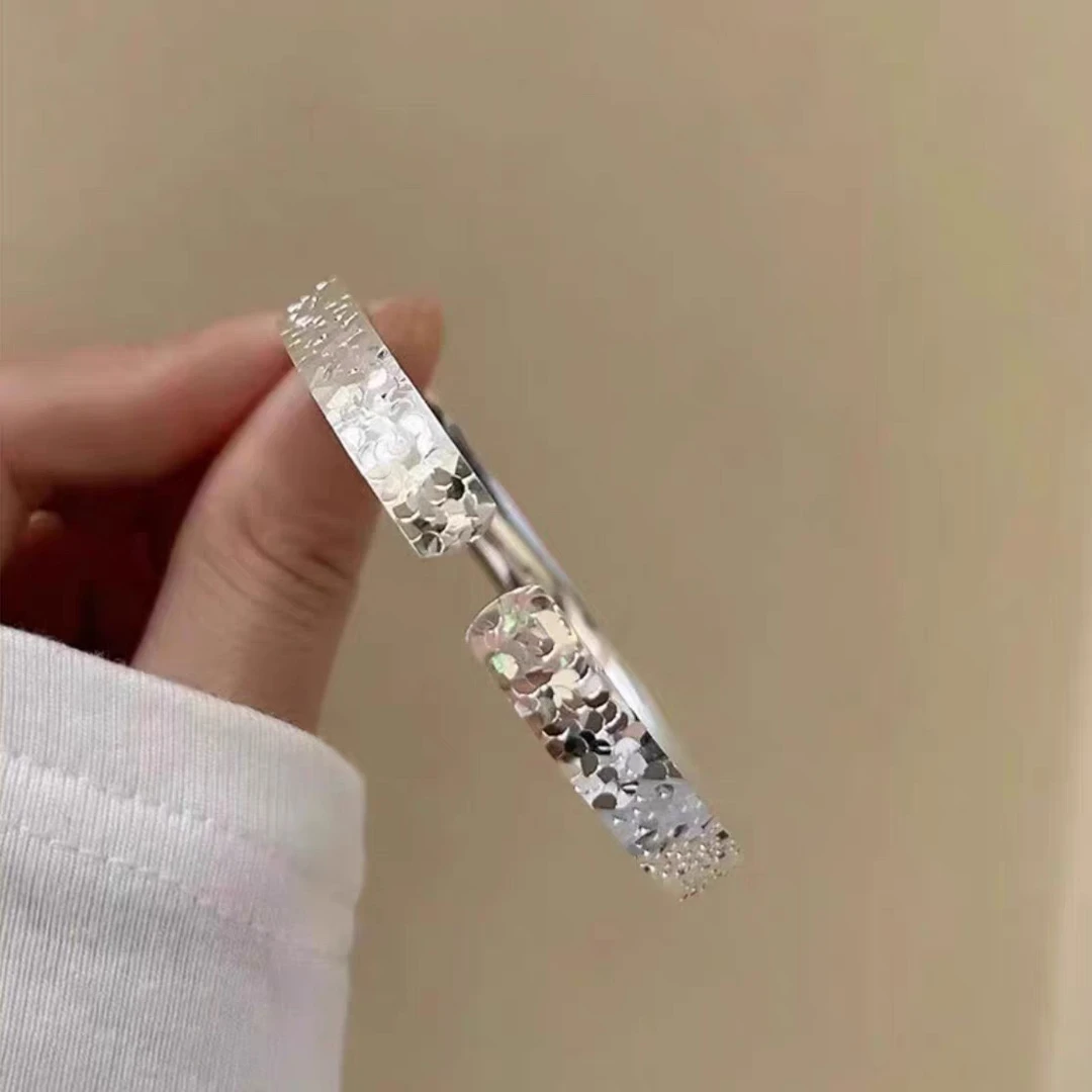 足银手镯 A11碎冰冰时尚开口手镯