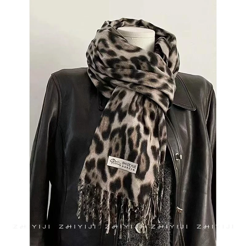 ZHIYIJI好看的围巾合集 INS风复古时尚豹纹流苏款柔软搭配围巾