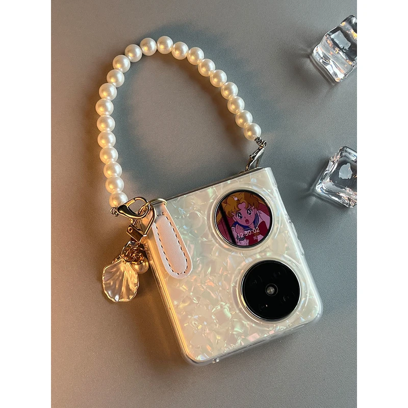 彩色贝壳纹适用华为pocket2手机壳折叠壳折叠屏外壳网红女高级感