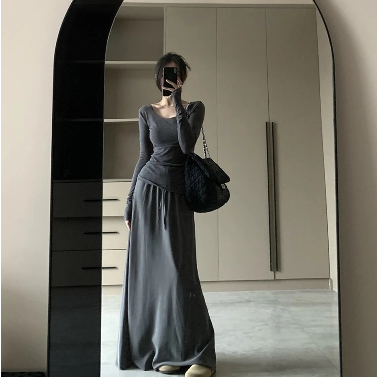 XNNDD 孤品79-149链接 灰色高级感简约气质半身裙