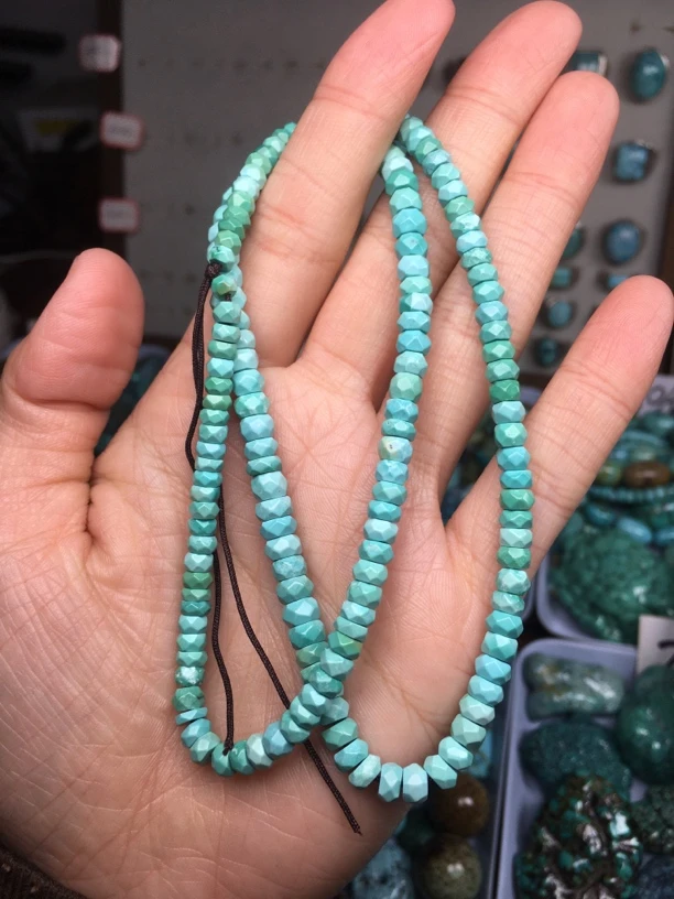 原矿绿松石钻面链子 克重23.7 克价150