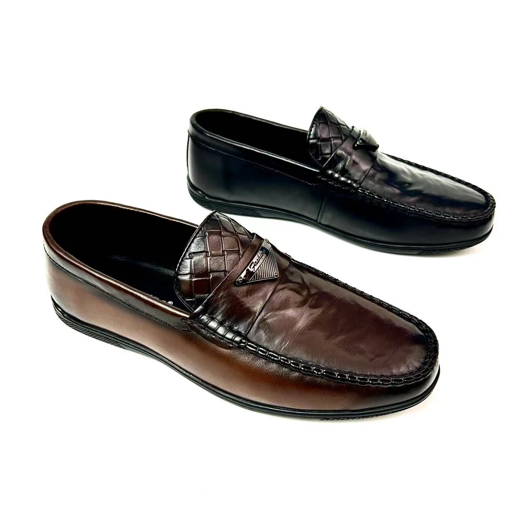 男士男款软底套脚透气舒适真皮豆豆鞋百搭牛皮男士潮流中国时尚鞋