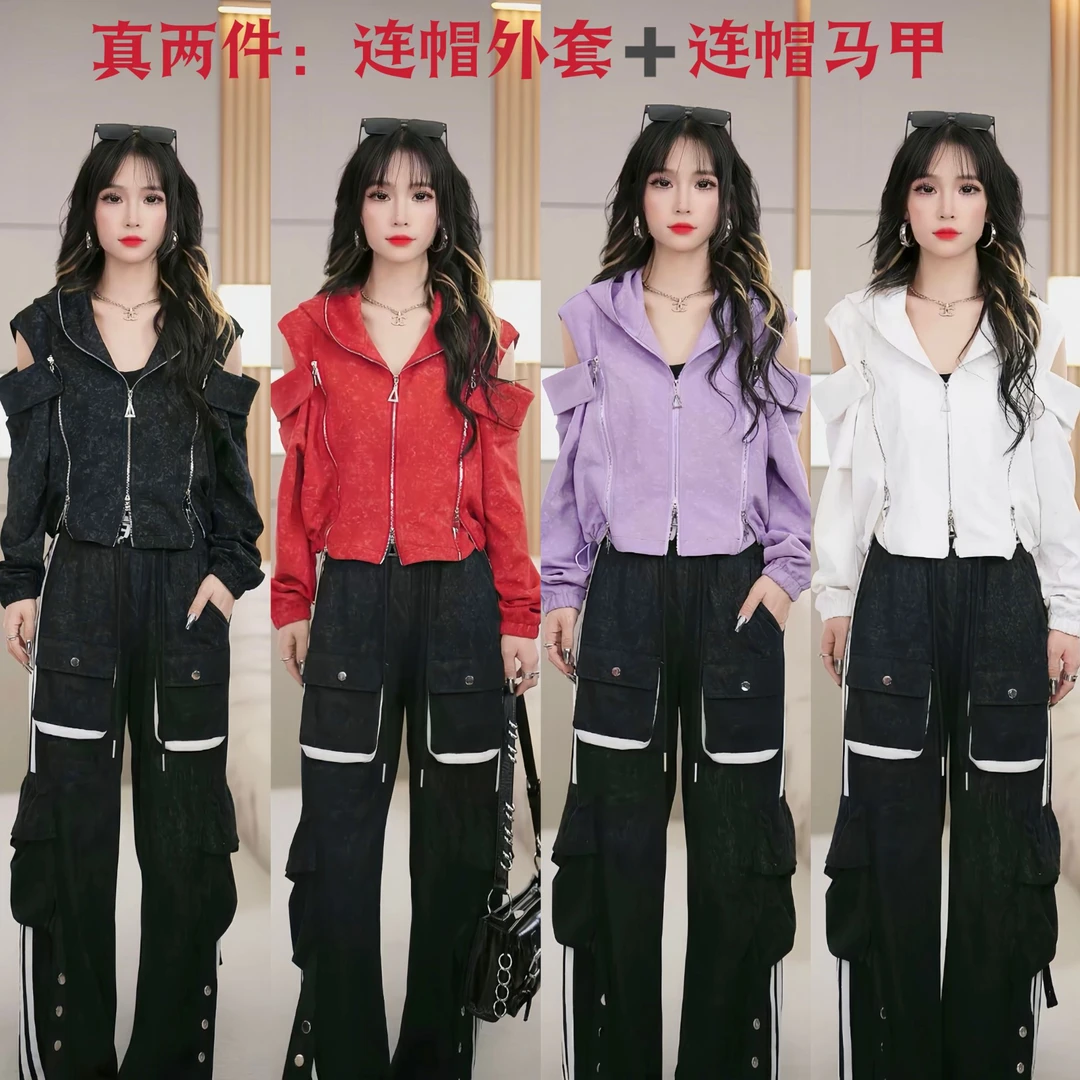 【笑姐定制】D99120 原创真两件袖子可拆雪花设计可收紧连帽外套