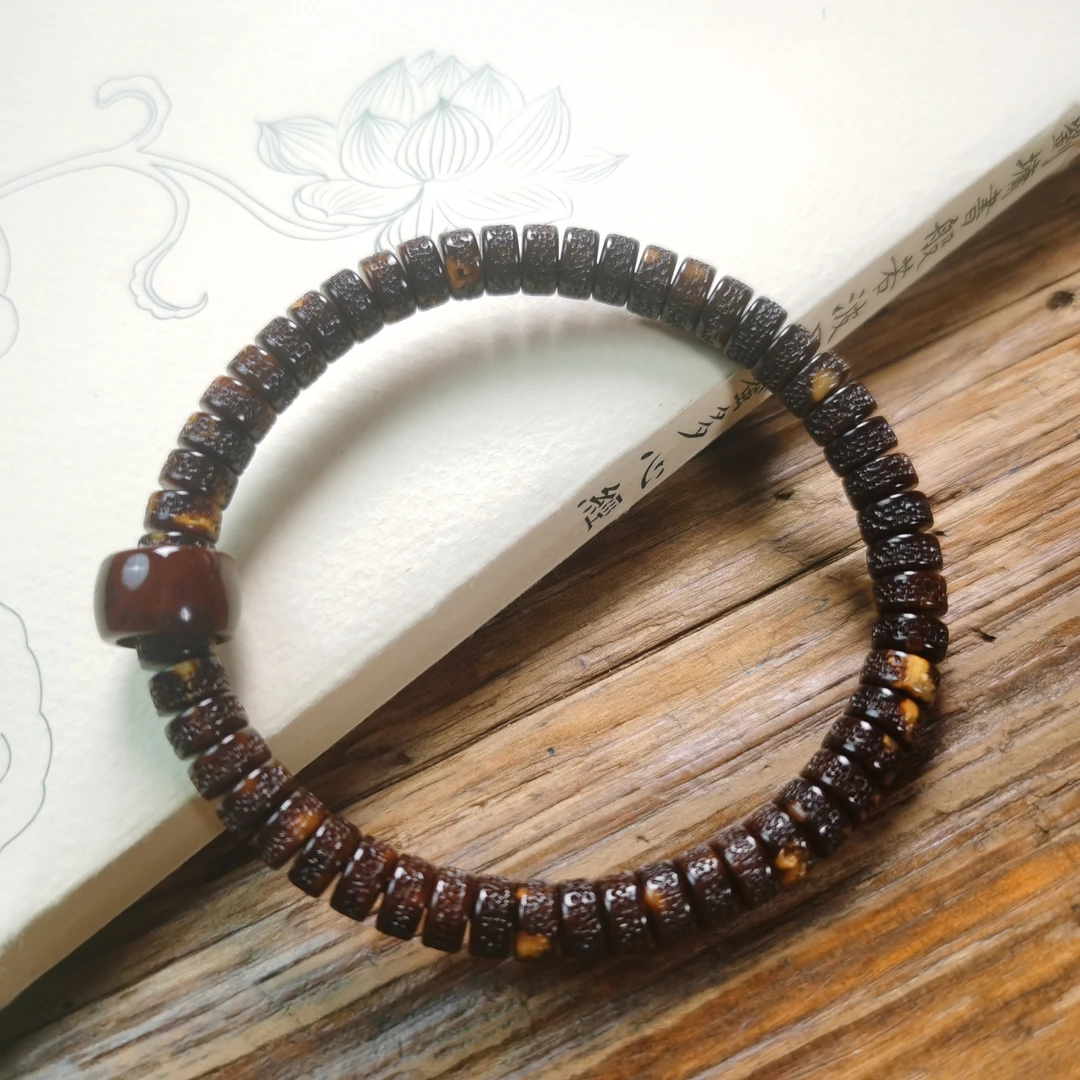 实心紫金鼠菩提子雕刻鼠嘎单圈手串文玩手持