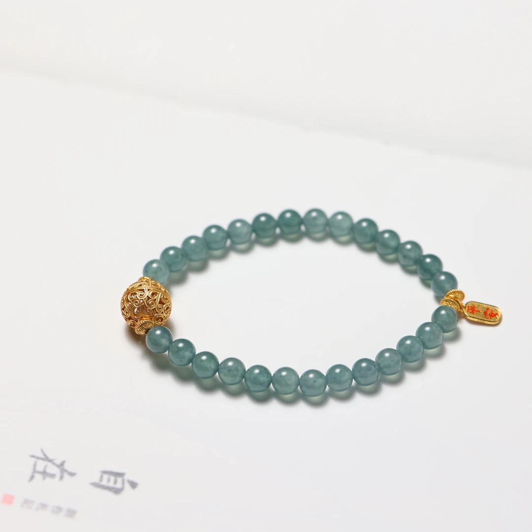 【庄家翡翠】翡翠银镶手串【鑫鑫】（银珠小于0.5）