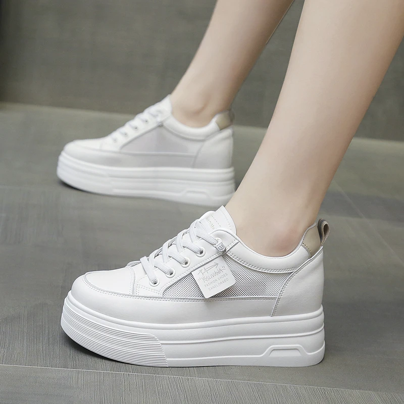内增高小白鞋女2025夏季新款百搭一脚蹬懒人厚底松糕鞋休闲老爹鞋