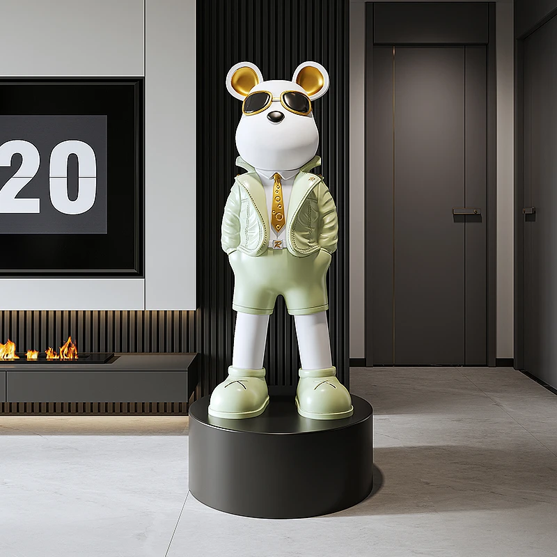 一米特大号落地大摆件暴力熊新房客厅玄关高档家居装饰品乔迁礼物