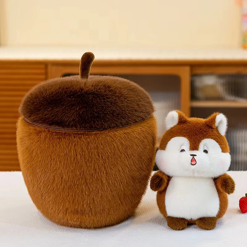 创意小橡果松鼠毛绒玩具公仔可爱女生惊喜抱枕玩偶布娃娃生日礼物