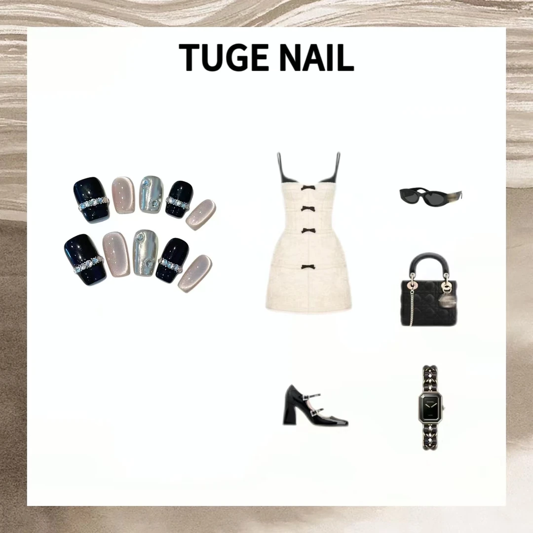 TugeNail“黑色童话”Citybeauty夏季高级极简小众设计师美甲TGY824