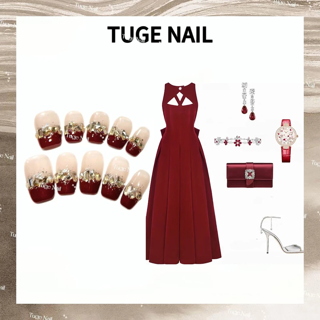 TugeNail  “热红酒” 高级复古气质显白极简小众设计师美甲1166