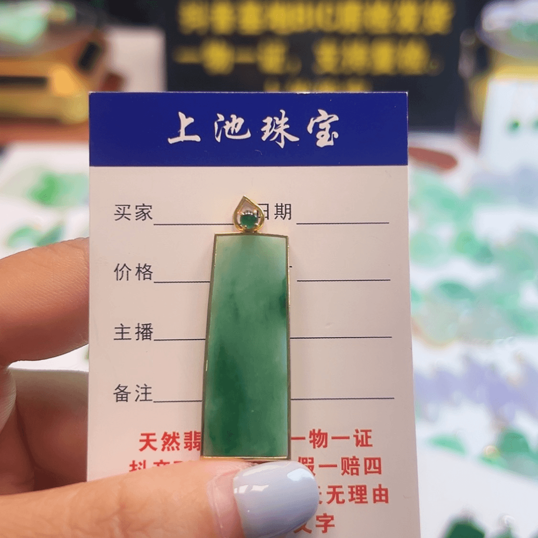 【闪购商品】翡翠颈饰18K金镶嵌青****浴翡翠