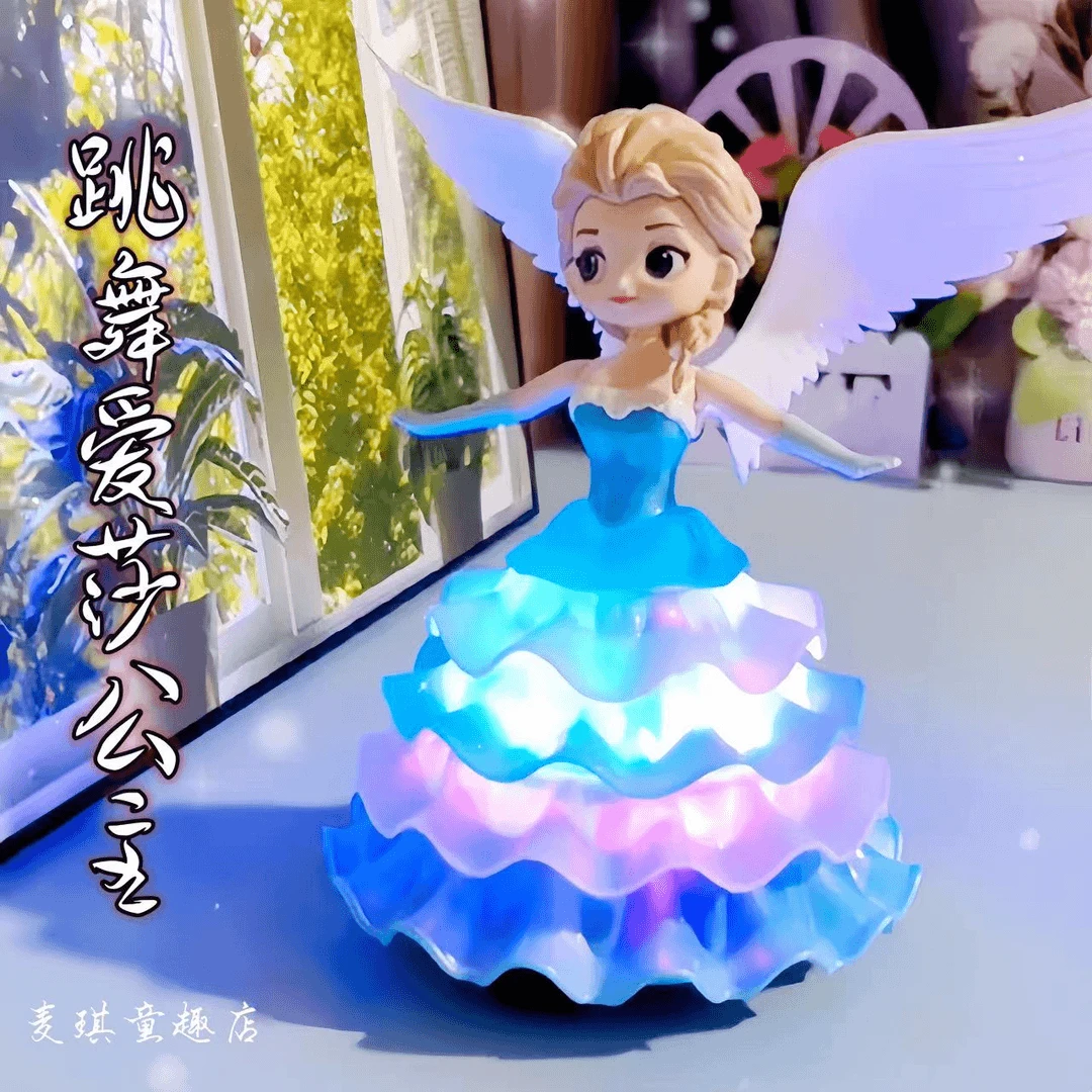 爱沙白雪公主跳舞芭比洋娃娃冰雪齐缘旋转灯光音乐六一生日礼物