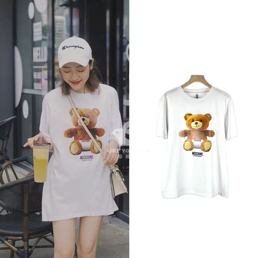 全新未使用 Moschino/莫斯奇诺 百搭休闲白色纸尿裤小熊T恤 M1601