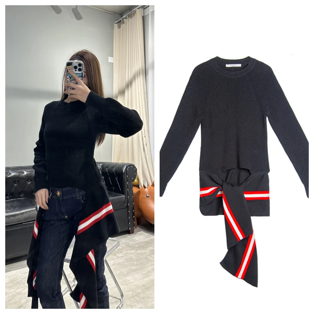 95新 Givenchy/纪梵希 时尚黑色长袖休闲设计师针织衫 S码 0209