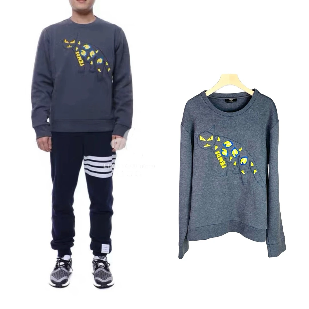 95新 FENDI/芬迪 男士动物装饰长袖时尚百搭休闲卫衣尺码52 F1607