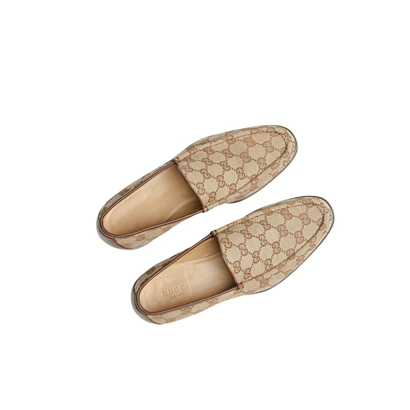 95新 GUCCI/古驰 经典满印印花休闲平底鞋子中古鞋百搭 37码G2902