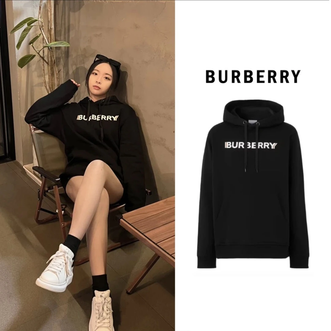 99新 BURBERRY/博柏利 男款女款字母印花连帽卫衣休闲 1409长袖