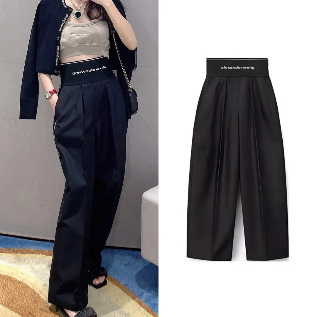 99新 Alexander McQueen/亚历山大·麦昆 辣妹黑色宽松长裤 D0704