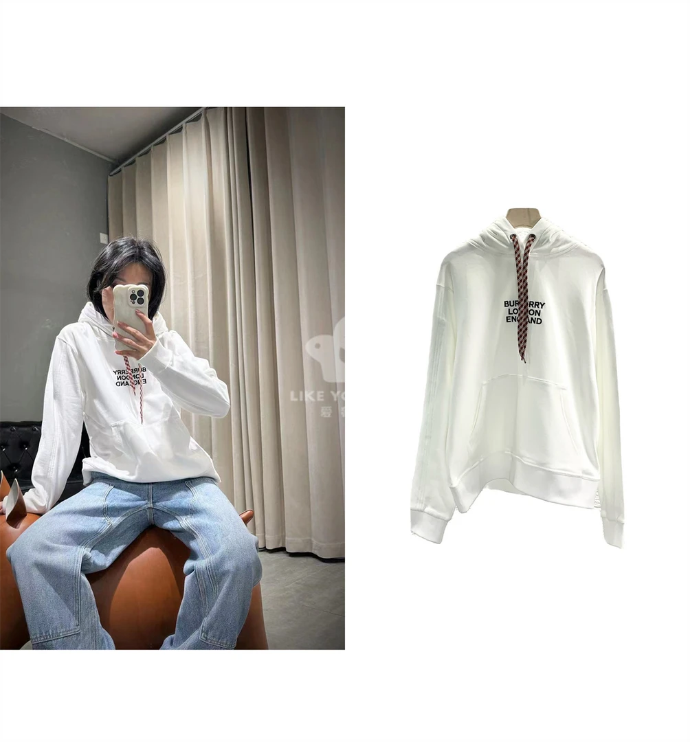 99新 BURBERRY/博柏利 针织时尚卫衣男款女款白色字母B0501