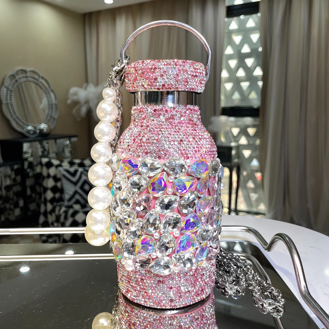 【粉丝专享】满钻小香风保温杯手工大容量便携家用创意防摔真空女士