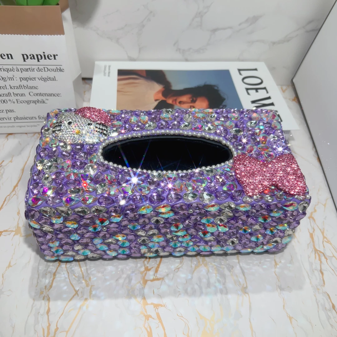 镶钻欧式轻奢皮革纸巾盒车载皮质抽纸盒商务简约酒店纸抽盒大容量