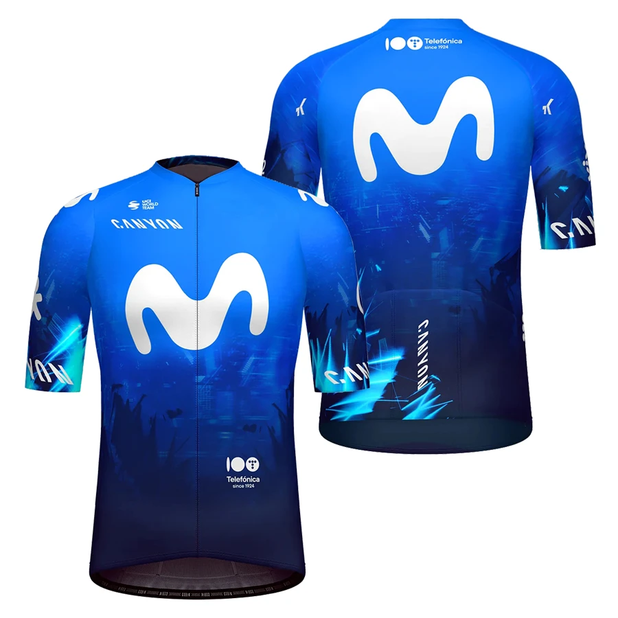 2024环法Movistar移动之星车队骑行服速干透气修身公路自行车上衣