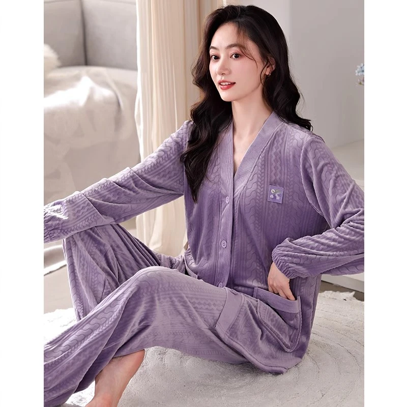 女士睡衣秋冬女款爆款2025新款冬季珊瑚绒冬天加厚加绒家居服套装