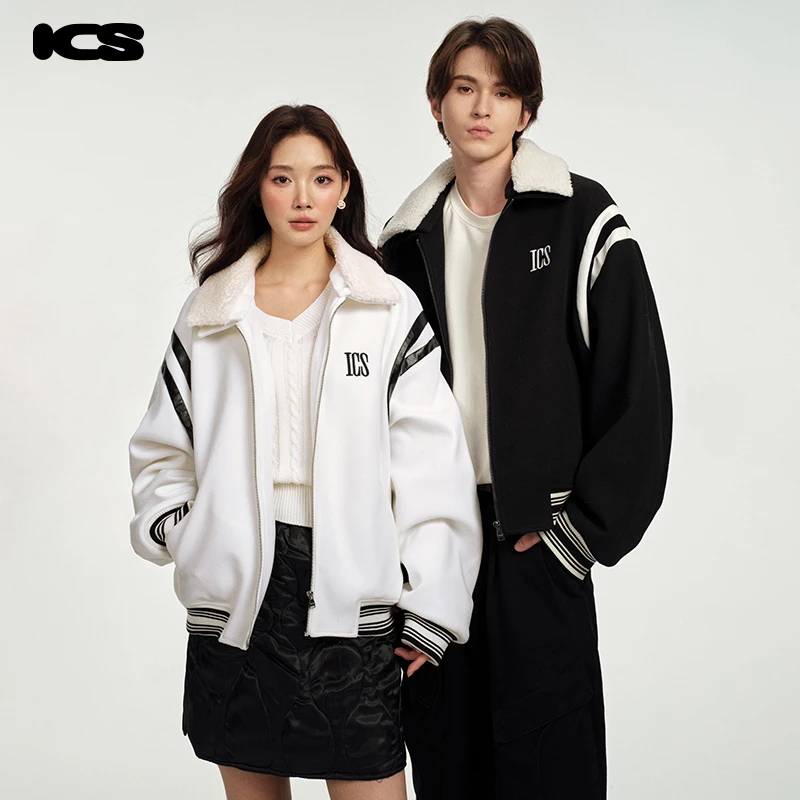 ics丨iconslab尽情自我美式拼接球服2024年新秋冬撞色夹克外套