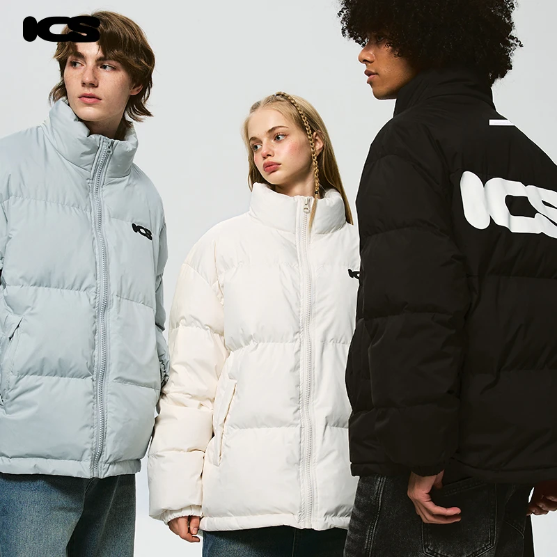ics丨iconslab三防特氟龙刻字膜胶章立领90白鸭绒羽绒服情侣外套