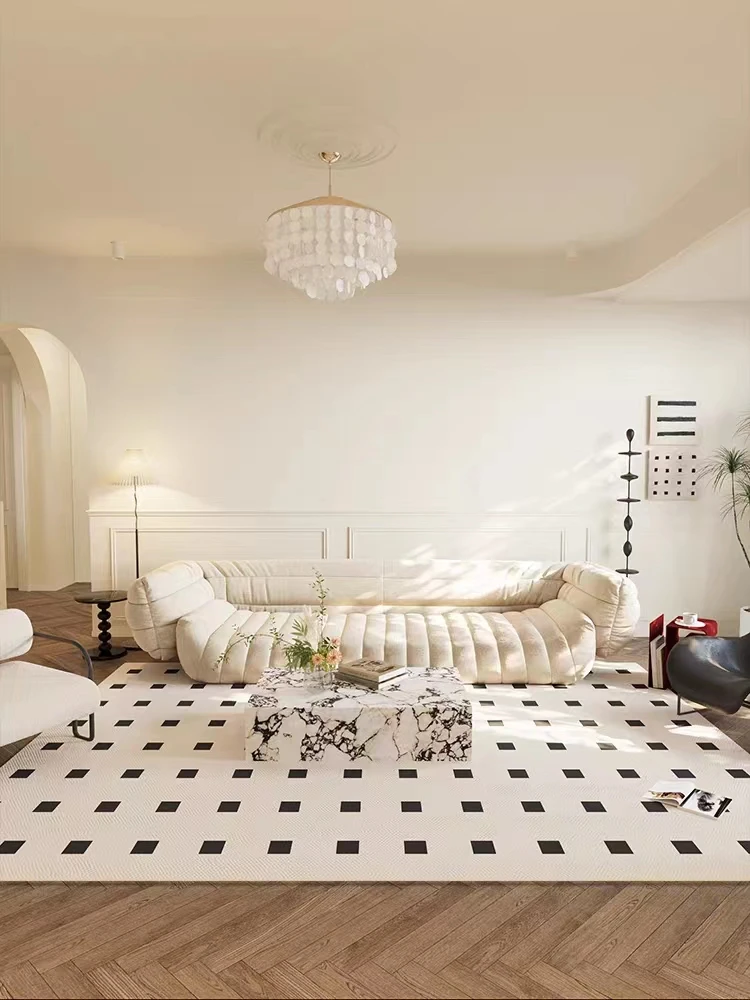【毯涂家居】黑白块现代轻奢意式极简新中式法式羊毛客厅卧室地毯