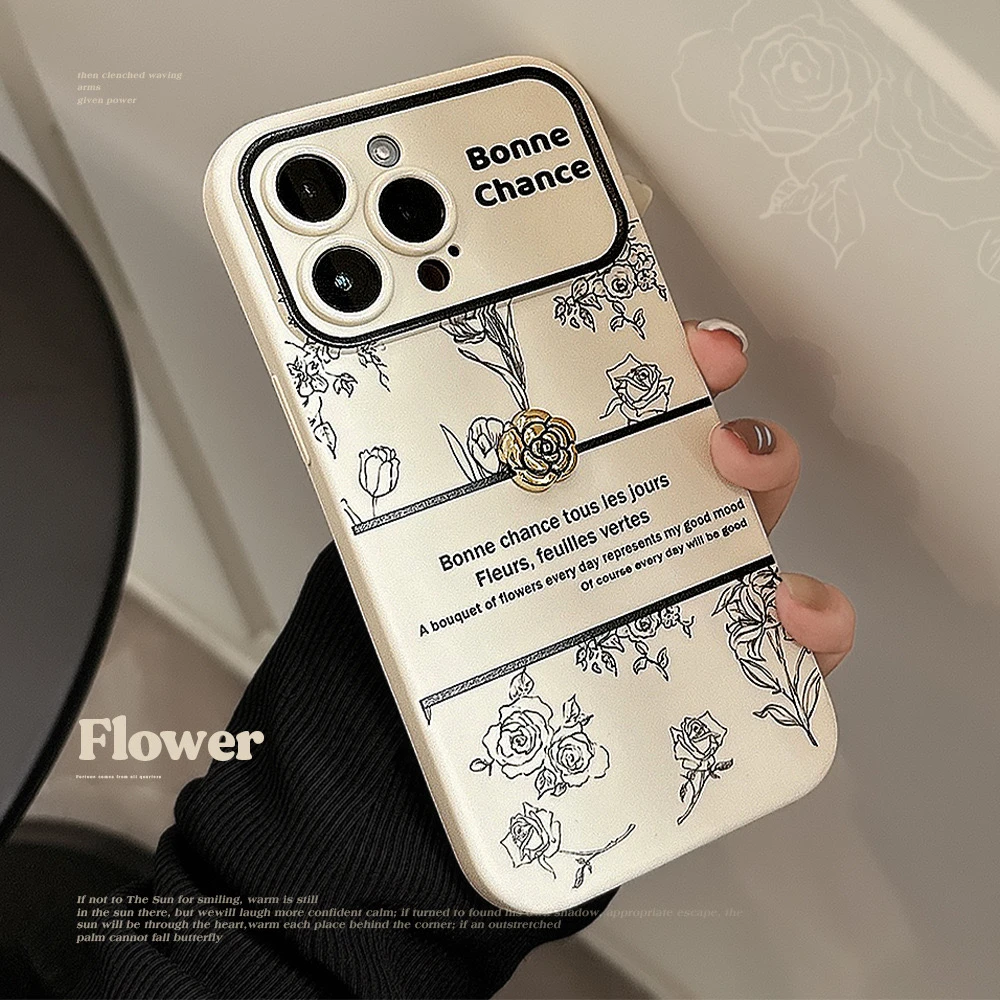 山茶花玫瑰适用苹果14ProMax手机壳iphone15立体13全包11代发12软