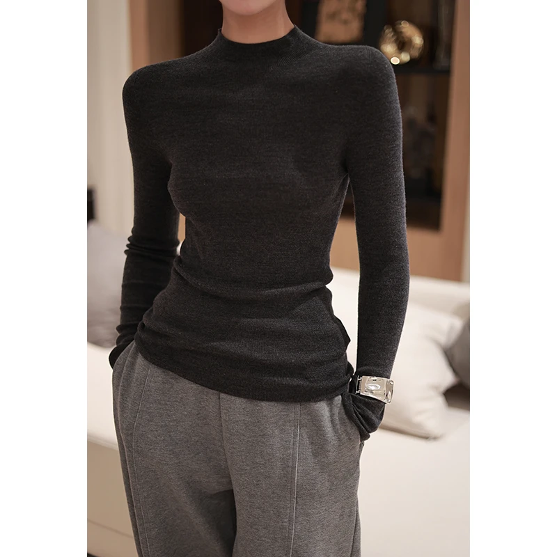 【Guan.R观耳】[舒适区] 原创新款 100%纯羊毛 修身无缝 打底针织衫