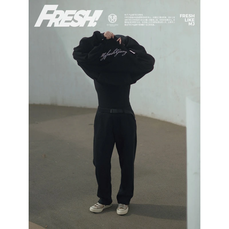 顽童MJFRESH 春夏新款工装带扣腰绳直筒运动休闲卫裤 男女同款