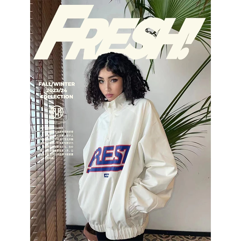 顽童MJFRESH 复古Logo秋冬防雨防风时尚潮流半拉链冲锋衣外套