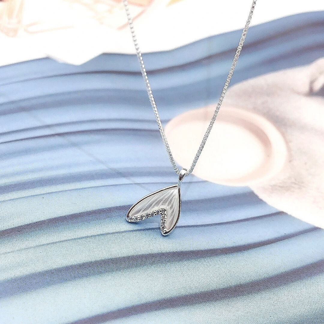 坠链均足银 【32JXL0213鱼尾时尚套链】纯银女气质锁骨链送女友礼物